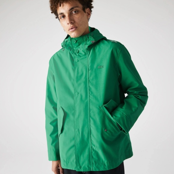 Lacoste Men’s Water-Resistant Cotton Blend Hooded Jacket